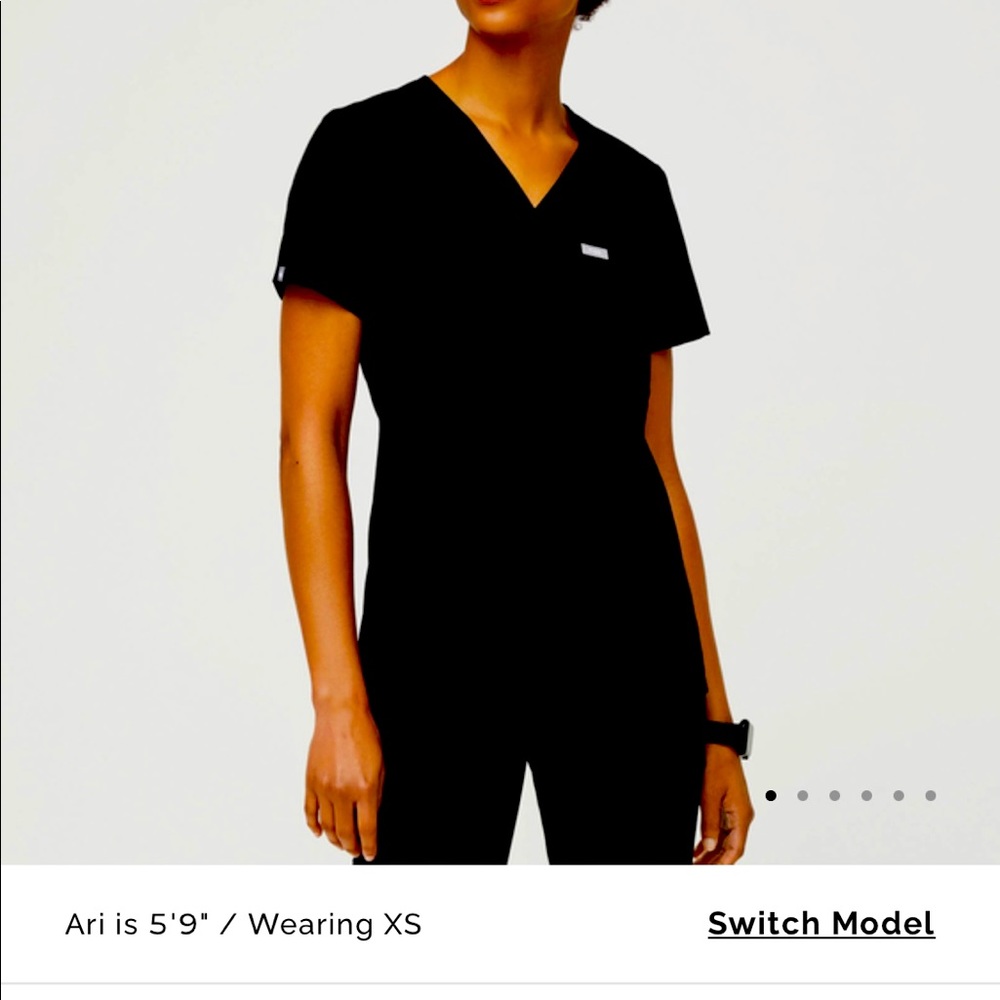 FIGS Black Small Catarina Scrub Top